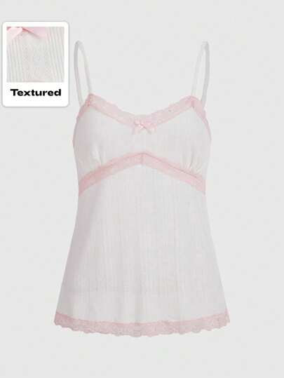 Kawaii Trägertop mit Kontrastspitze, Schule