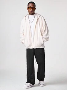 Manfinity VCAY Pantalones casuales de unicolor con bolsillo y amarre delantero para hombre