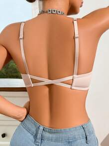 2 件装女士纯色胸罩，带钢圈，后前交叉扣 - 彩色 - 查看 2