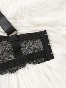 DesireSculpt 2 件套加大码女式撞色蕾丝简约钢圈文胸内衣，提升型