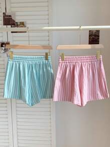 Comfortcana Women's New Simple Daily Striped Shorts 2 Packs - Multicolor - View 2