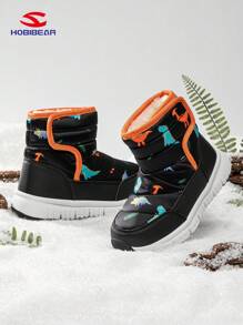 1 双儿童黑色圆点图案防水冬季雪地靴，男女通用 - 黑色 - 查看 5