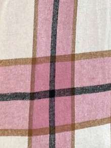 SHEIN Plus Size Front Button Sleeveless False Pocket Plaid Casual Jacket, For Winter - Multicolor - View 6