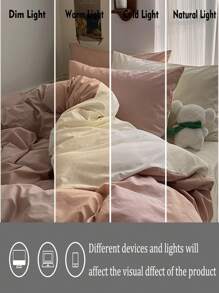 3pcs Pink Super Soft Dormitory Quilt Cover And Pillow Sham Set, 1 Quilt Cover And 2 Pillow Shams, Machine Washable, No Filling