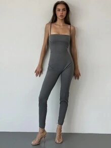 Aloruh Women's Sleeveless Slim Jumpsuit In Heather Gray - Grey - View 8