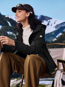 In My Nature 女士秋季连帽户外风衣外套 - 黑色 - 查看 9