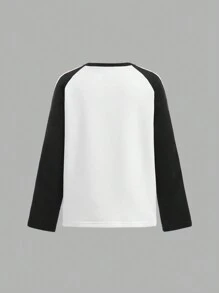 Tween Girls' Round Neck Long Sleeve Sweatshirt & Pants Set, Heart Ribbon Decor, Campus Fashion, Sporty Vintage , Outdoor Street Casual, Breathable Comfortable Commute, Running Cycling Two Pieces Set, Round Neck Sweatshirt & Pants, Thick Pants, Autumn/Winter, Heart Stripe, Lovely Day Forever, White Patchwork Black, Sportswear, Yoga, Fitness, Badminton, Tennis, Baseball, Football, Outdoor