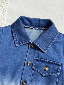 Bộ áo sơ mi denim ombre cho bé trai - Bao gồm 1 áo sơ mi denim ombre và quần denim phù hợp, mang đến một bộ trang phục thoải mái và thời trang - Nhiều màu - Xem 15