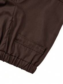 Loose Fit Casual Teen Trousers With Zipper Pockets, For Spring And Autumn - Brown - View 5