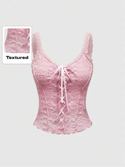 Fairycore Women Renaissance Lace Up Fashion Lace Cami Top