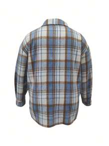 Plus Size Plaid Print Simple Daily Long Sleeve Jacket
