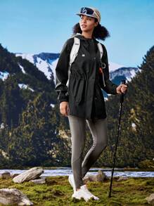 In My Nature 女士户外风衣夹克，腰部可折叠，防水透气，适合露营、远足和城市通勤 - 黑色 - 查看 9