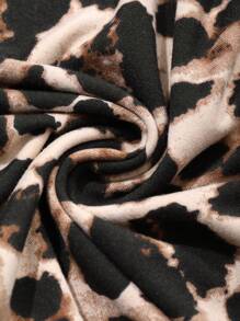 Dazy Star 女式圆领修身豹纹长袖T恤，秋季服装 - 棕色 - 查看 8