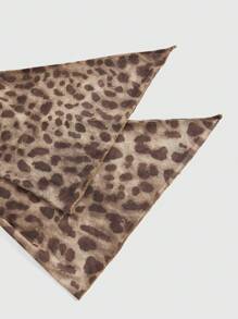 ROMWE 女士方领长袖豹纹休闲衬衫 - 棕色 - 查看 4