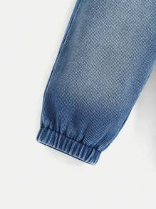 SHEIN Baby Boy Casual Soft Cute Blue Denim Jogger Jeans,Casual And Versatile For Daily - Medium Wash - View 4