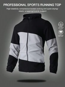 Gym Rark Giacca sportiva casual con cappuccio, stile boyfriend, maniche lunghe, con chiusura lampo e colori a contrasto, ideale per palestra e attività sportive - nero - Visualizzare 1