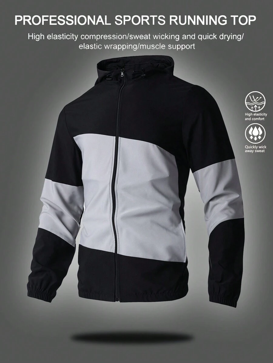 Gym Rark Giacca sportiva casual con cappuccio, stile boyfriend, maniche lunghe, con chiusura lampo e colori a contrasto, ideale per palestra e attività sportive - nero - Visualizzare 1
