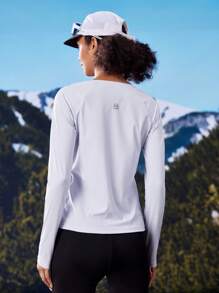 In My Nature In My Nature Outdoor High Elastic Soft Drawstring Women Long Sleeve Purple Top T-Shirt For City Commuting, Camping And Hiking