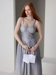 SHEIN Belle Vestido de fiesta con tirantes de espagueti con efecto degradado de brillo para mujer