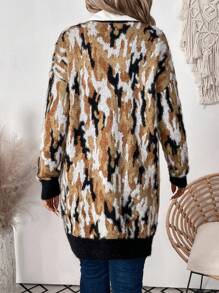 SHEIN LUNE Women's Loose Casual Cardigan With Pockets, Long Sleeve, All-Over Print, Autumn/Winter Fall Cloth For Women - Multicolor - View 2