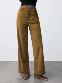 Maija Women's Solid Color Casual Straight-Leg Pants With Pockets