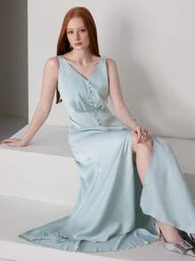 Modelyn 女式素色簡約日常伴娘禮服（成人） - 薄荷綠 - 查看 8