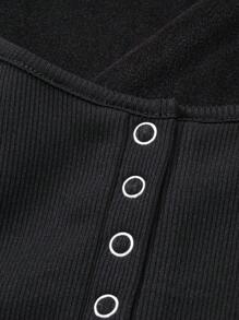 DAZY 女士修身半拉链保暖抓绒T恤长袖上衣，秋季女装，冬季 - 黑色 - 查看 8