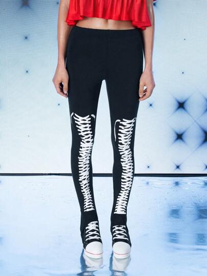 FREAK CITY Leggings con estampado y cordones de diseñador para mujeres, leggings informales de calle negros, ideales para vacaciones, días festivos, primavera, festivales, Ibiza