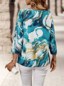 EMERY ROSE Damen Frühlings- und Herbstshirt im Lässig-Stil mit Batik-Muster, Dreiviertelarm Oberteil