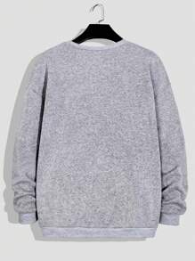 Manfinity Men's Crew Neck Long Sleeve Letter Print Minimalist Sweatshirt, Casual Daily Wear