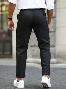 Manfinity Mode Men Solid Color Minimalist Casual Dress Pants - Black - View 2