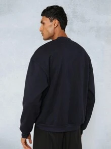 SUMWON International Shop Signature Collection Sweatshirt Classic Athletic Casual Crewneck Pullover Long Sleeve Streetwear Fall Winter Essential - Blue - View 2
