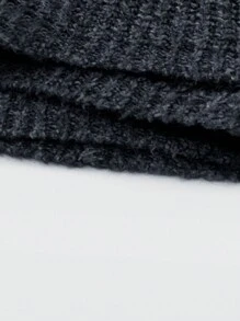 SHEIN Clasi 大码V领纯色露背抽绳长袖套头毛衣，适合冬季和秋季穿着。 - 黑色 - 查看 7