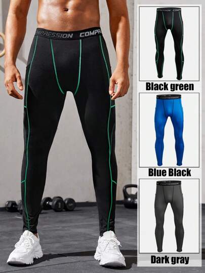 Manfinity Sport Corelite 3pcs Set Boyfriend Style Men's Sports Compression Pants For Spring , Running, Basketball, Cycling, Workout, Breathable, Quick-Drying, Soft, Comfortable, Camou E Milk Silk,Back To School