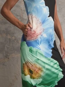 SHEIN Unity Women's Sleeveless Long Floral Print Party Gala Cocktail Dress - Multicolor - View 6