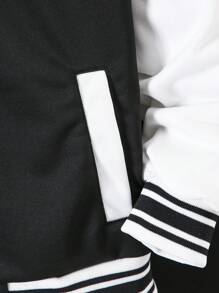 2st/set Tween pojkar tryckt långärmad baseballjacka och byxor - Svart och Vitt - Visa 7