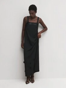 BizChic Robe d'été ample à bretelles pour femmes, unicolore et droite - Noir - Voir 1