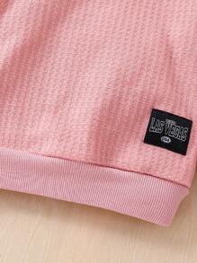 SHEIN Sudadera de cuello redondo de terciopelo compuesta para niñas y niñas pequeñas otoño-invierno, apta para uso casual diario - Rosa - Ver 6
