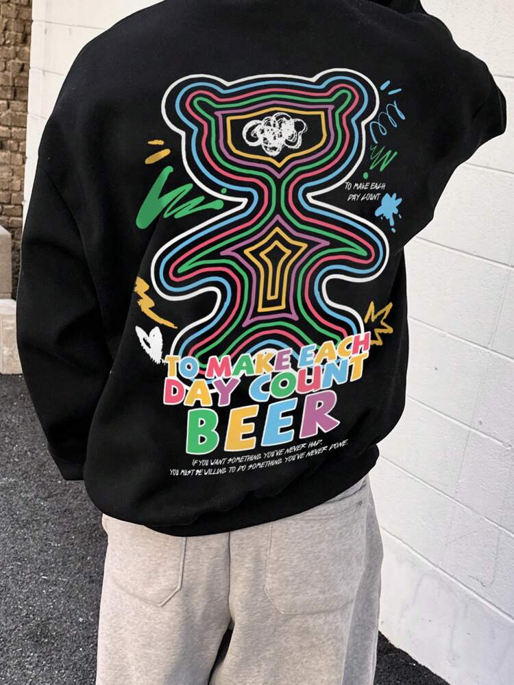 Men's Letter Print Pullover Sweatshirt, Autumn