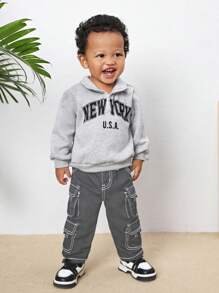 SHEIN Baby Boy Cool Multiple Pockets And Contrast Stitching Denim Jeans,Versatile For Outdoor Wear - Dark Grey - View 6