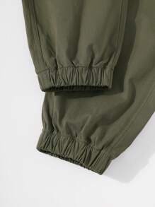 Manfinity Roghcode Men's Casual Solid Color Drawstring Waist Cargo Pants - Army Green - View 6