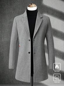 Manfinity Mode 男士纯色简约日常穿着 Polo 领长袖针织毛衣 - 灰色 - 查看 4