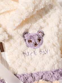 Baby Girl Warm Cute Bear Contrast Color Fluffy Jacket, Autumn & Winter - Multicolor - View 6