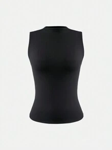 Camiseta básica de ajuste ceñido con doble capa, sin mangas y de cuello medio en color sólido, de la marca XLLAIS