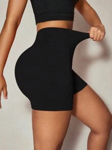 SHEIN Sport Studio Women's Gathered Waist Sexy Enhancing Yoga Sports Shorts, Comfortable & ElasticWomen Sweat Short, Gym Short, Biker Short
