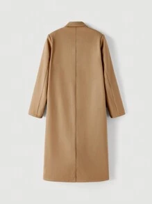 SHEIN MOD Women's Casual Contrast Color Lapel Double-Breasted Trench Coat, Autumn Fall Women Dresses Trench Women Coat Homecoming Old Money - Khaki - View 2