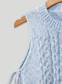 Lunelith SHEIN Lunessa Maglione senza maniche casual da donna con collo a ciurlo, legato laterale, di colore unito, autunno e inverno