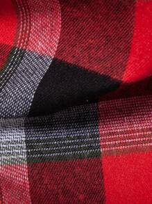 Manfinity Homme Men Unisex Classic Red Plaid Long Sleeve Vintage Casual Colorful Shirt With Christmas Atmosphere (Asymmetric Cutting), Plaid Shirt, For Husband, Work, Business