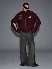 Manfinity VCAY Men's 100% Polyester Woven Racing Suit Jacket With Applique, Suitable For Winter - Red - View 1