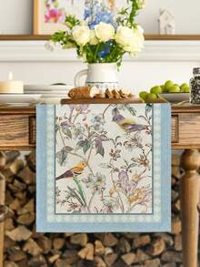 1 件 13x72 英寸蓝色小鸟与花朵桌旗 - 充满活力的春季花卉装饰，适合厨房餐厅、家庭聚会和餐厅 - 优质家居用品 - 彩色 - 查看 1